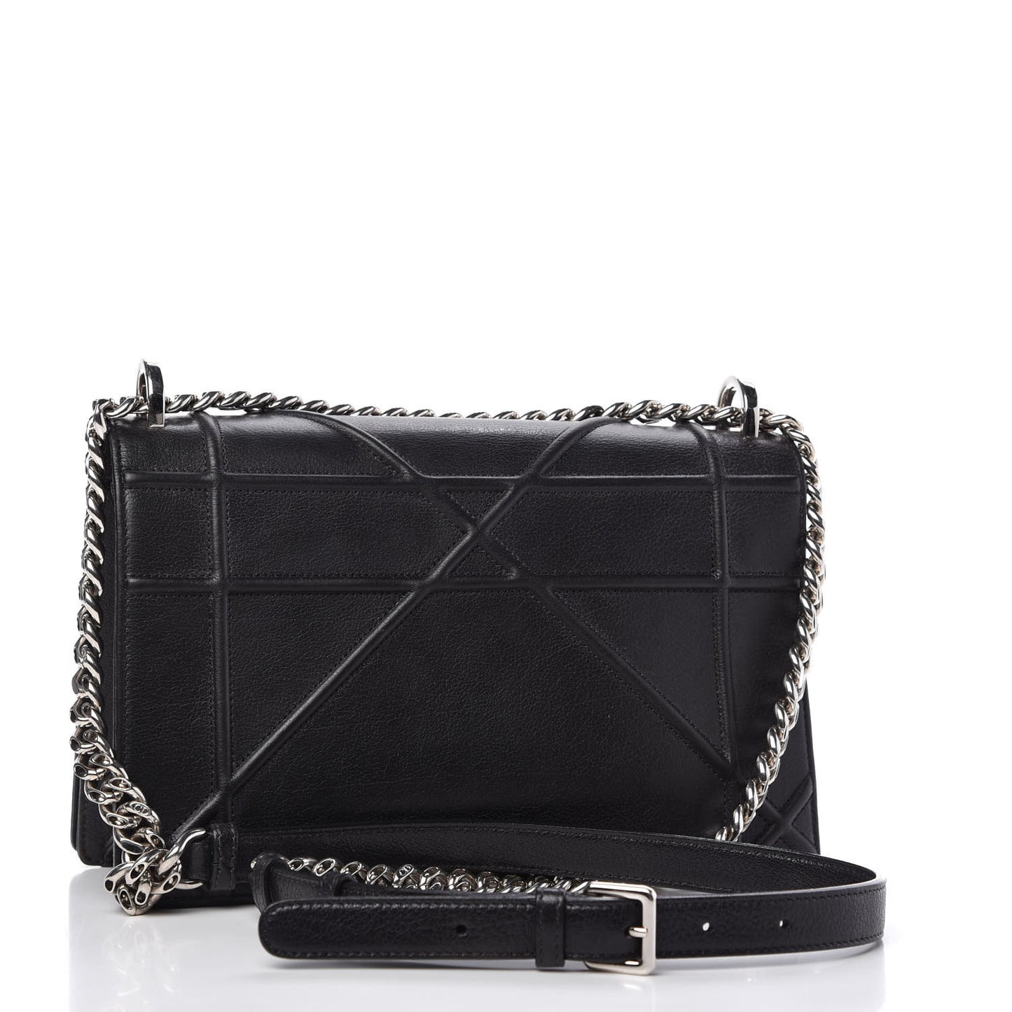 Grained Calfskin Medium Diorama Flap Bag Black