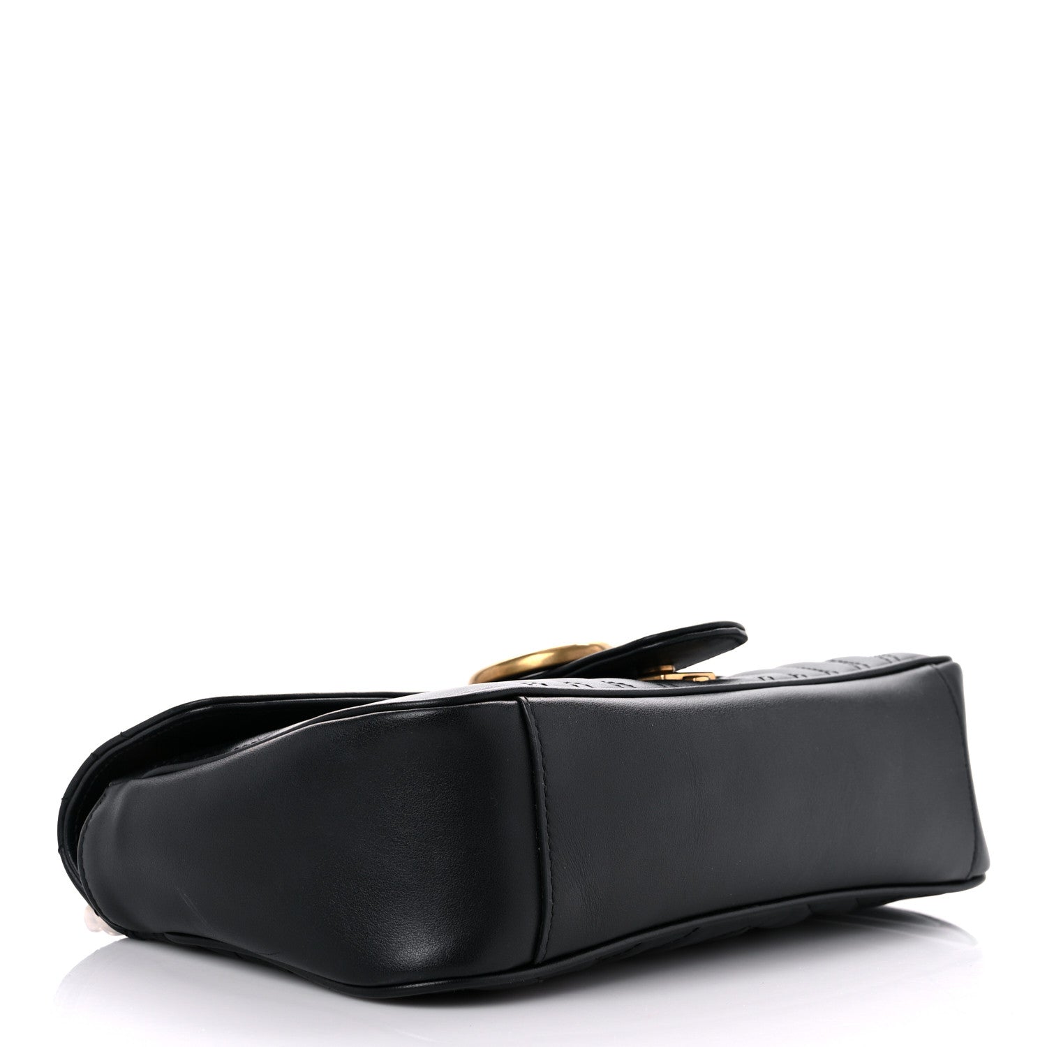 Gucci Calfskin Matelasse Small GG Marmont Shoulder Bag Black 4 of 12