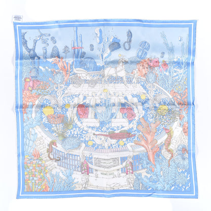 Hermes Vintage Silk Ex Libris Atlantis Scarf 70 Bleu Ciel Rose Jaune 1 of 4