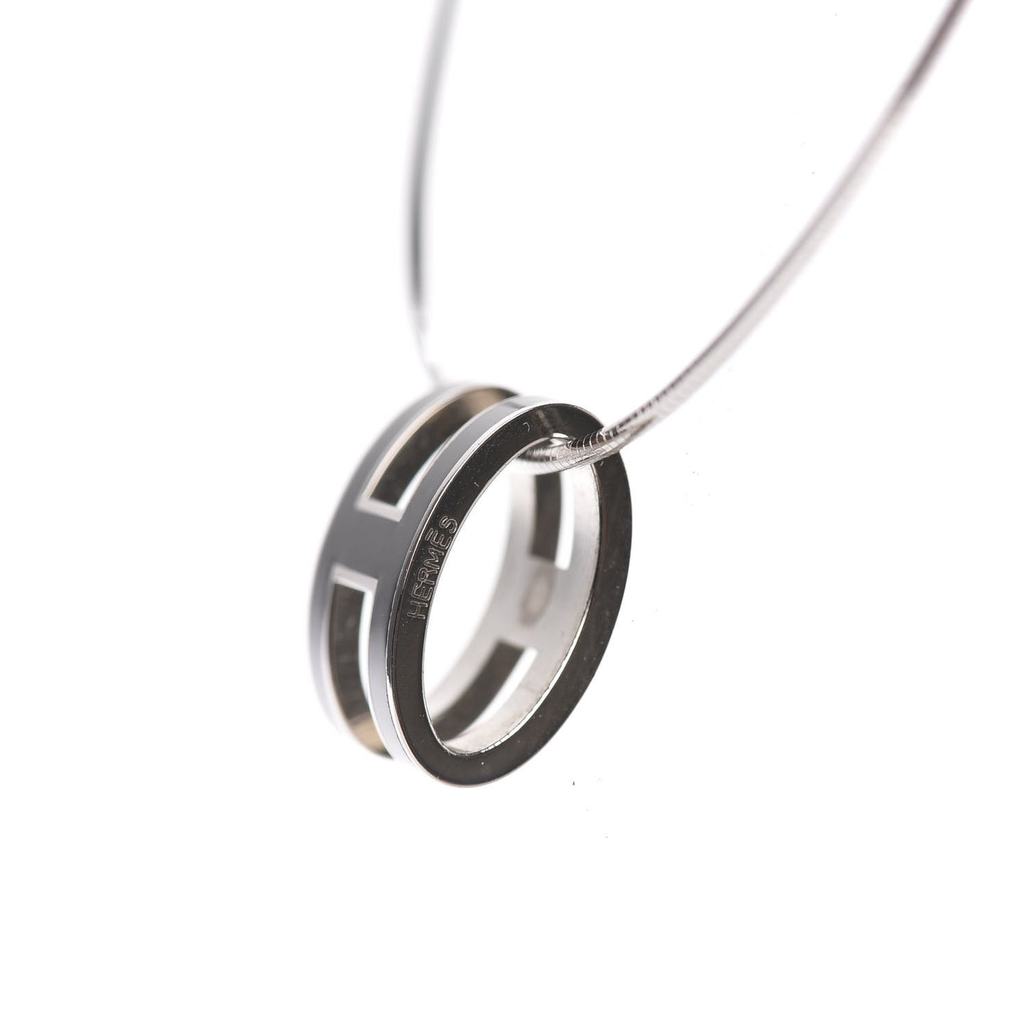 Lacquered Palladium Pop H Pendant Necklace Black