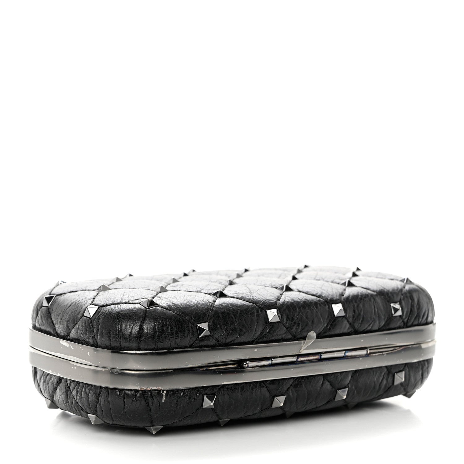 Valentino Garavani Craquele Nappa Rockstud Spike Minaudiere Clutch Black 4 of 10