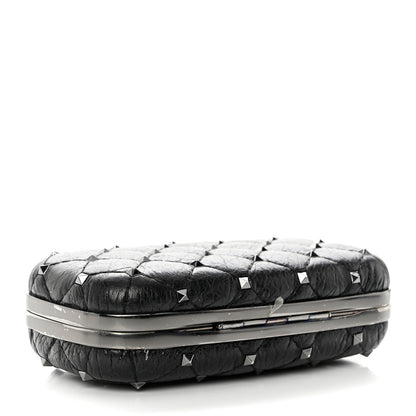 Valentino Garavani Craquele Nappa Rockstud Spike Minaudiere Clutch Black 4 of 10