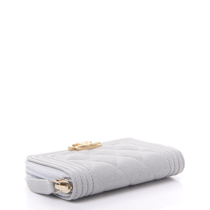 Chanel Caviar Quilted Boy Zip Around Coin Purse Wallet Grey 4 of 11