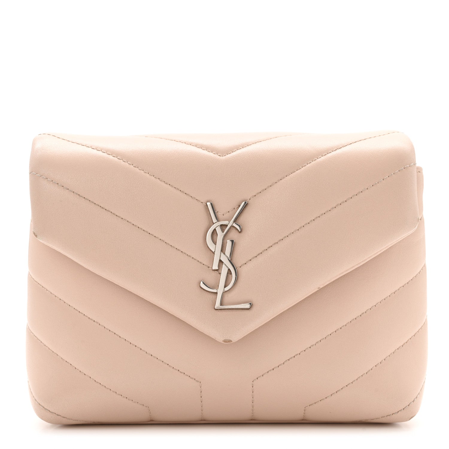 Saint Laurent Calfskin Y Quilted Monogram Toy Loulou Crossbody Bag Nude Powder 1 of 15