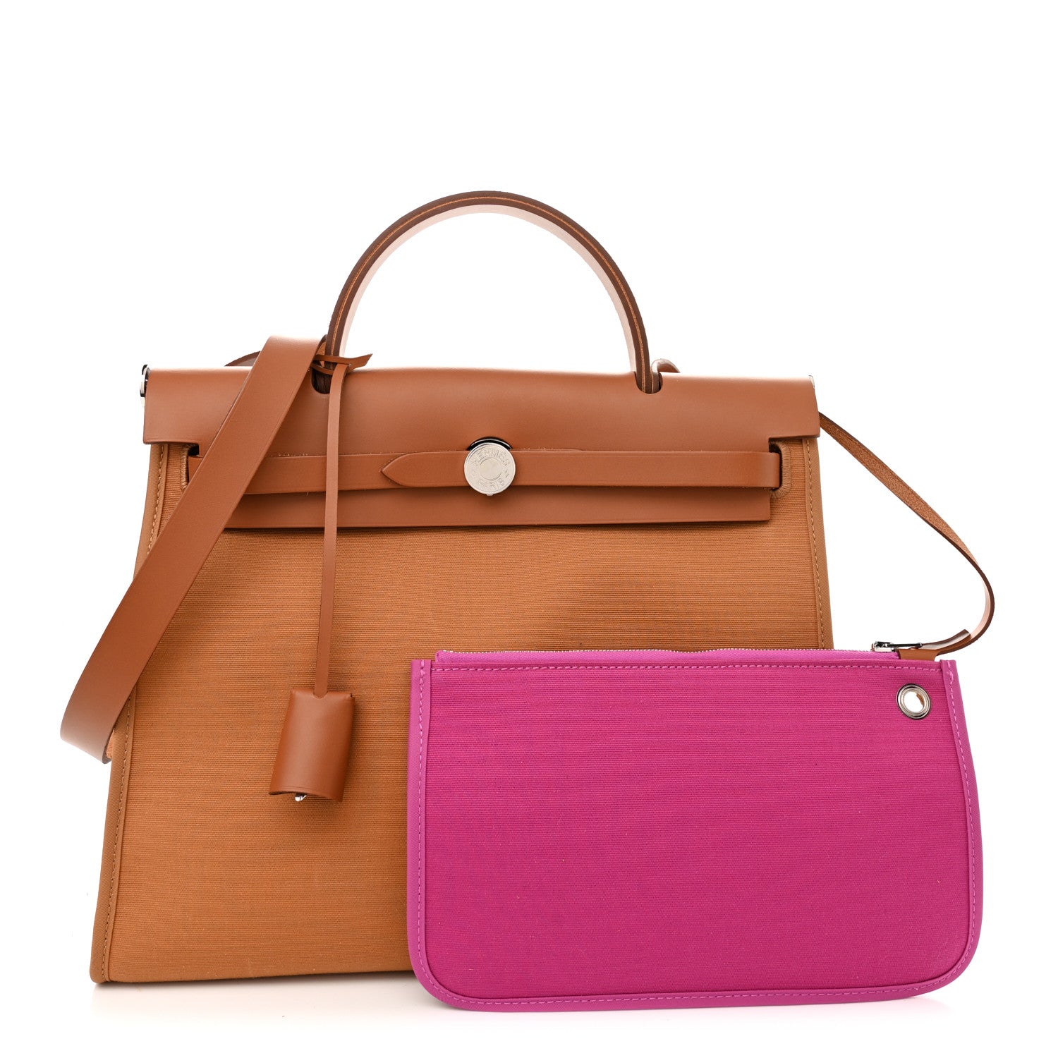 Hermes Toile Officier Vache Hunter Verso Herbag Zip PM 31 Dune Magnolia Fauve 1 of 12
