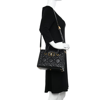 Christian Dior Calfskin Macrocannage Medium St. Honore Tote Black 2 of 13