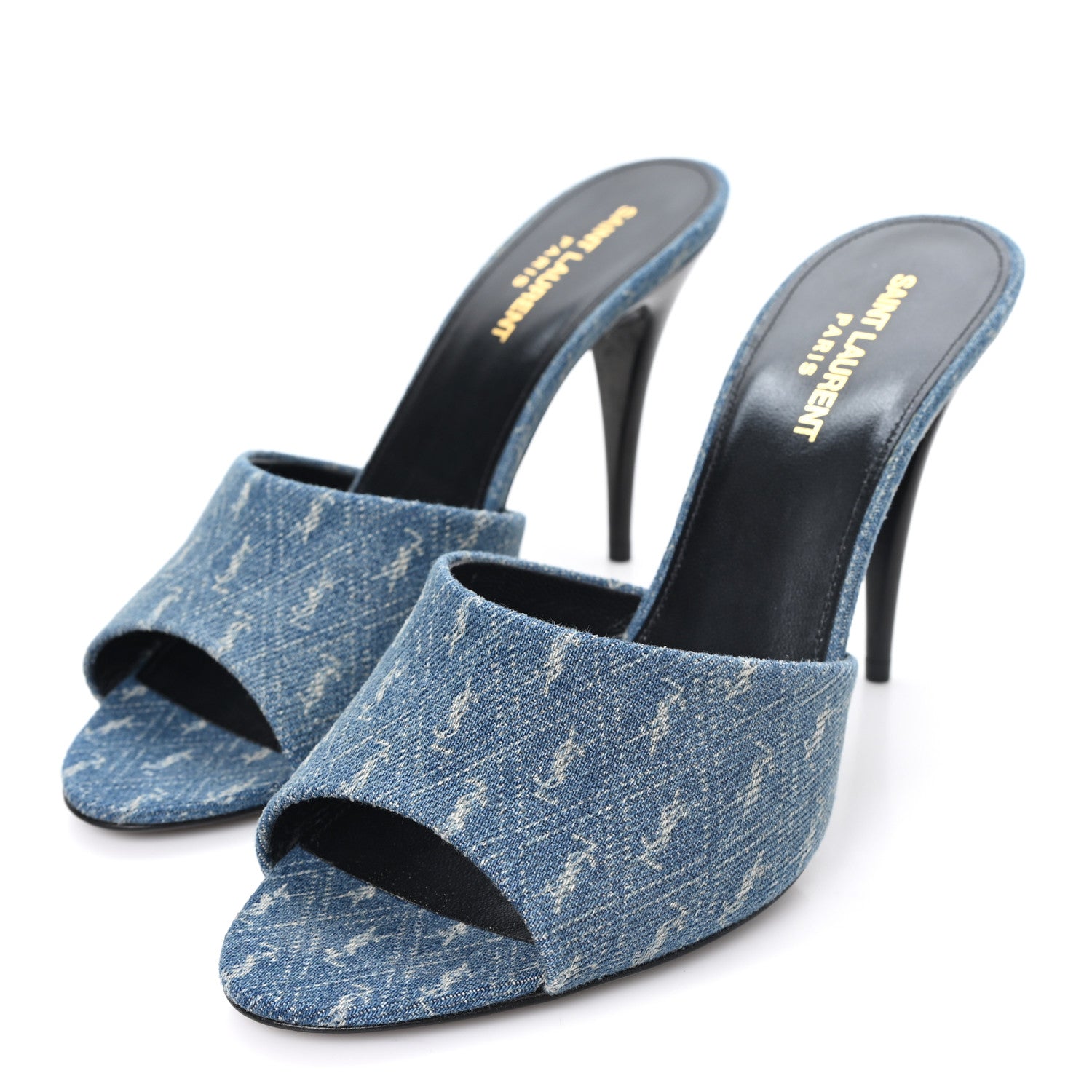 Saint Laurent Denim Monogram La 16 Mule Sandals 39 Blue Jeans 4 of 10
