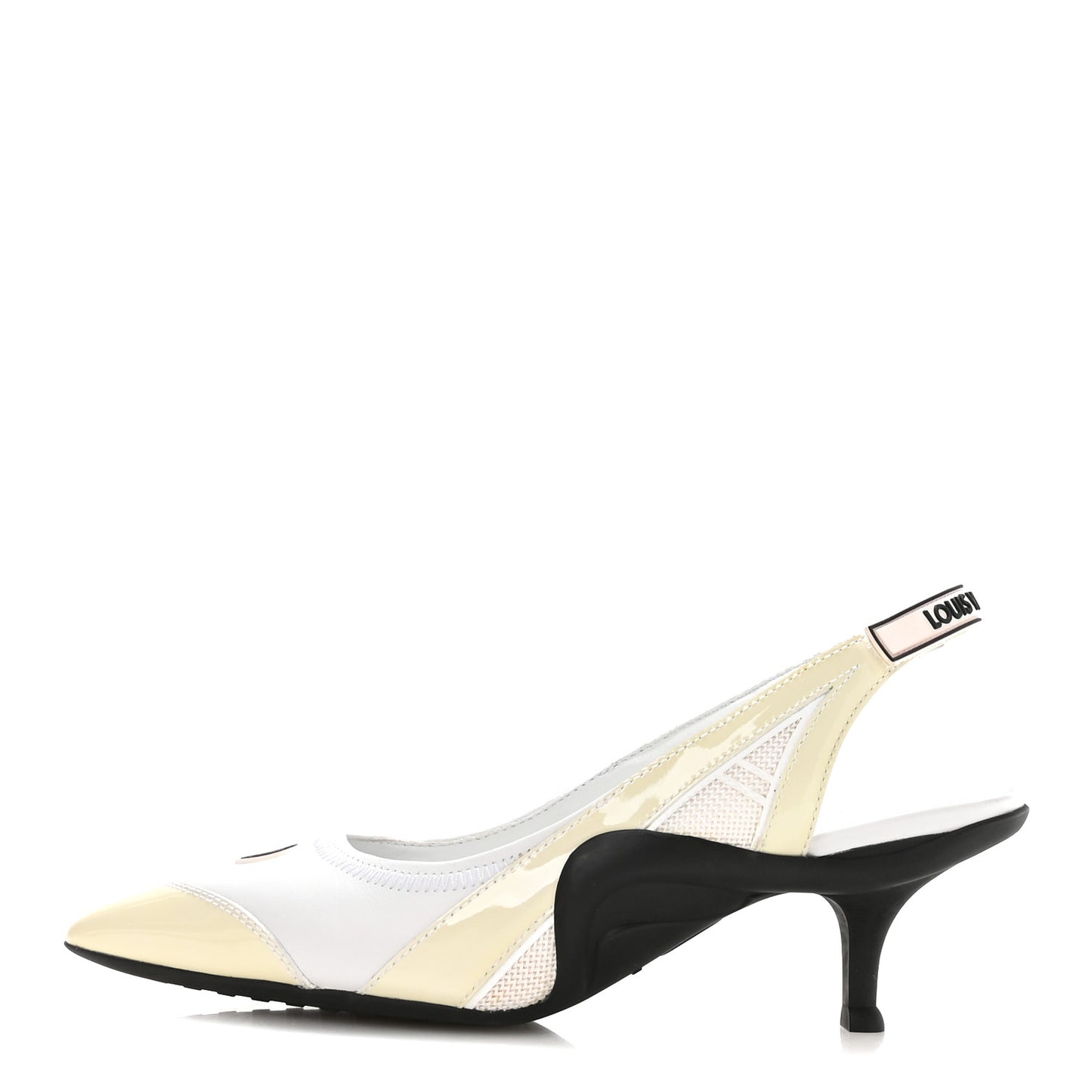 Lambskin Patent Calfskin Archlight Slingback Pumps 38 White Black