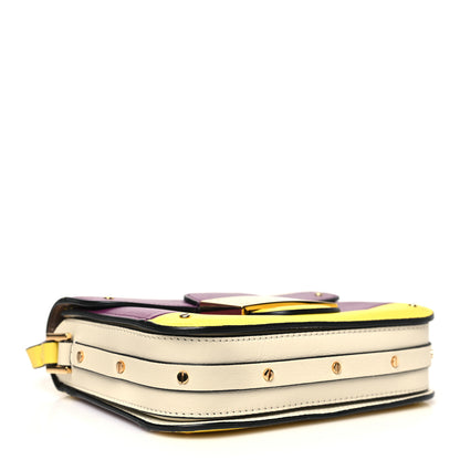 Valentino Garavani Calfskin Mini Rivet Colorblock Shoulder Bag Purple Yellow 4 of 11