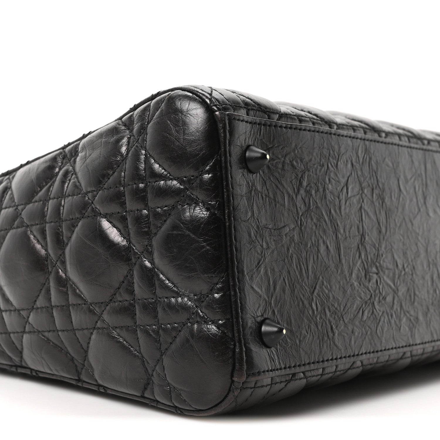 Christian Dior Crinkled Calfskin Cannage Medium Lady Dior Black 9 of 10