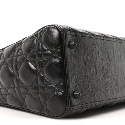 Christian Dior Crinkled Calfskin Cannage Medium Lady Dior Black 9 of 10