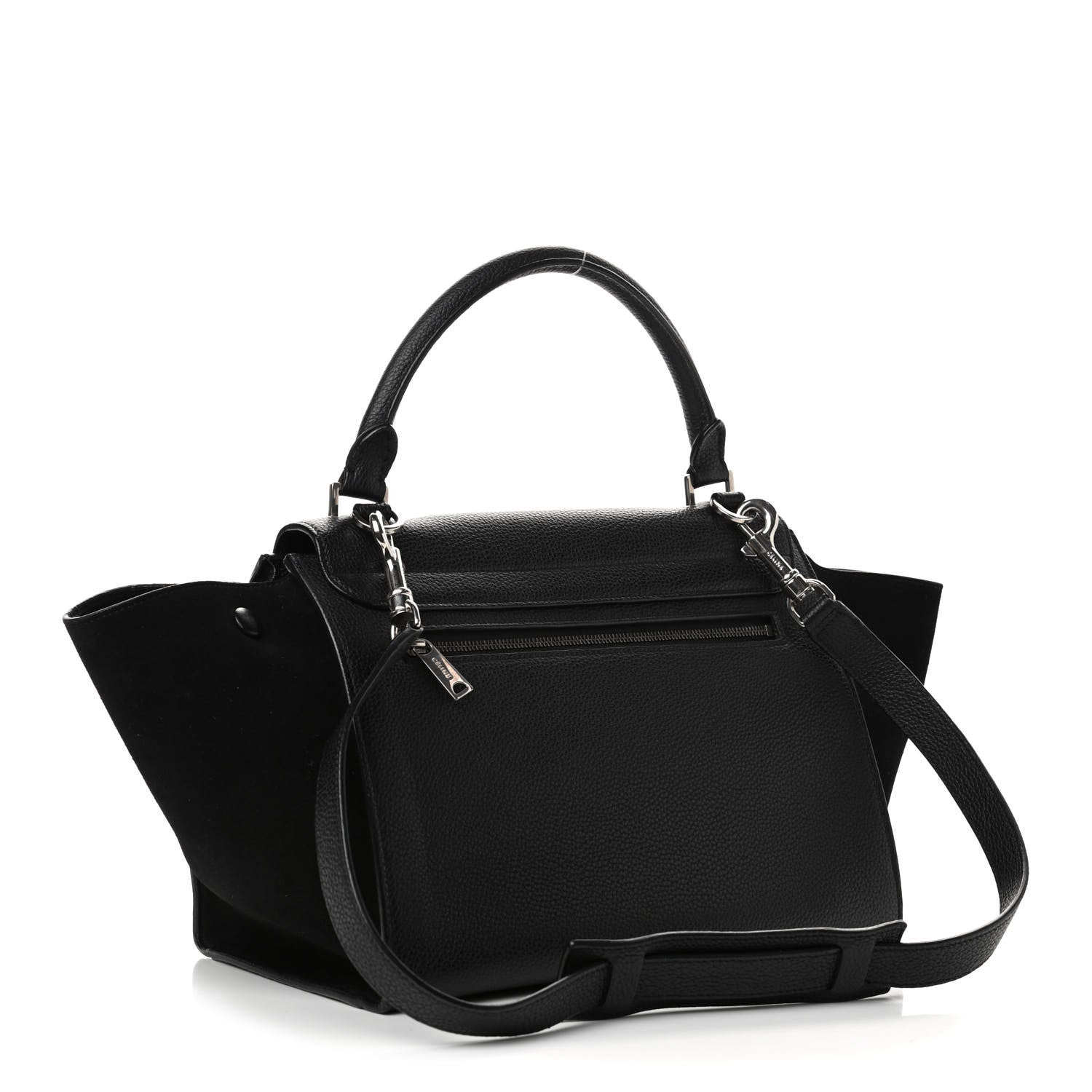 Celine Drummed Calfskin Suede Trapeze Black 2 of 5