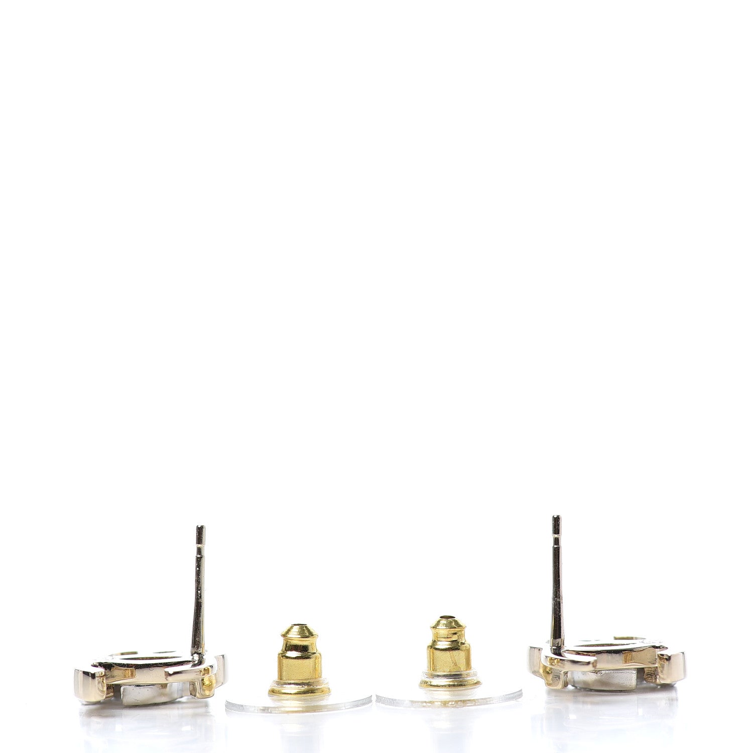 Chanel Crystal Double CC Earrings Gold Silver 3 of 4