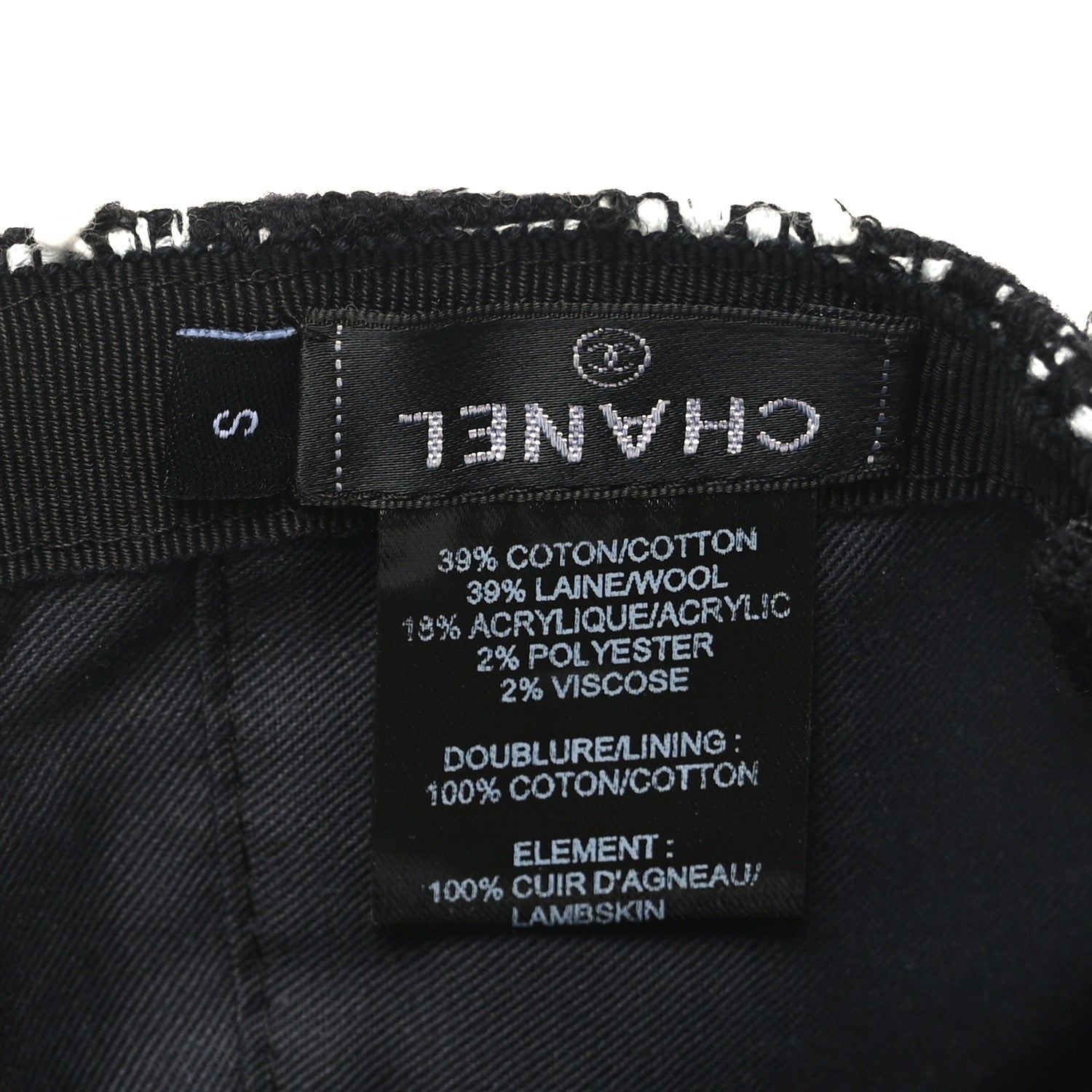 Chanel Tweed CC Cap Hat S Black White 7 of 8