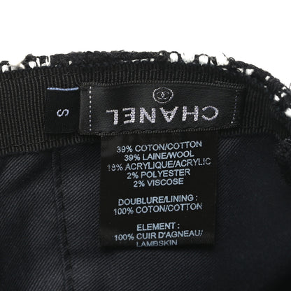 Chanel Tweed CC Cap Hat S Black White 7 of 8