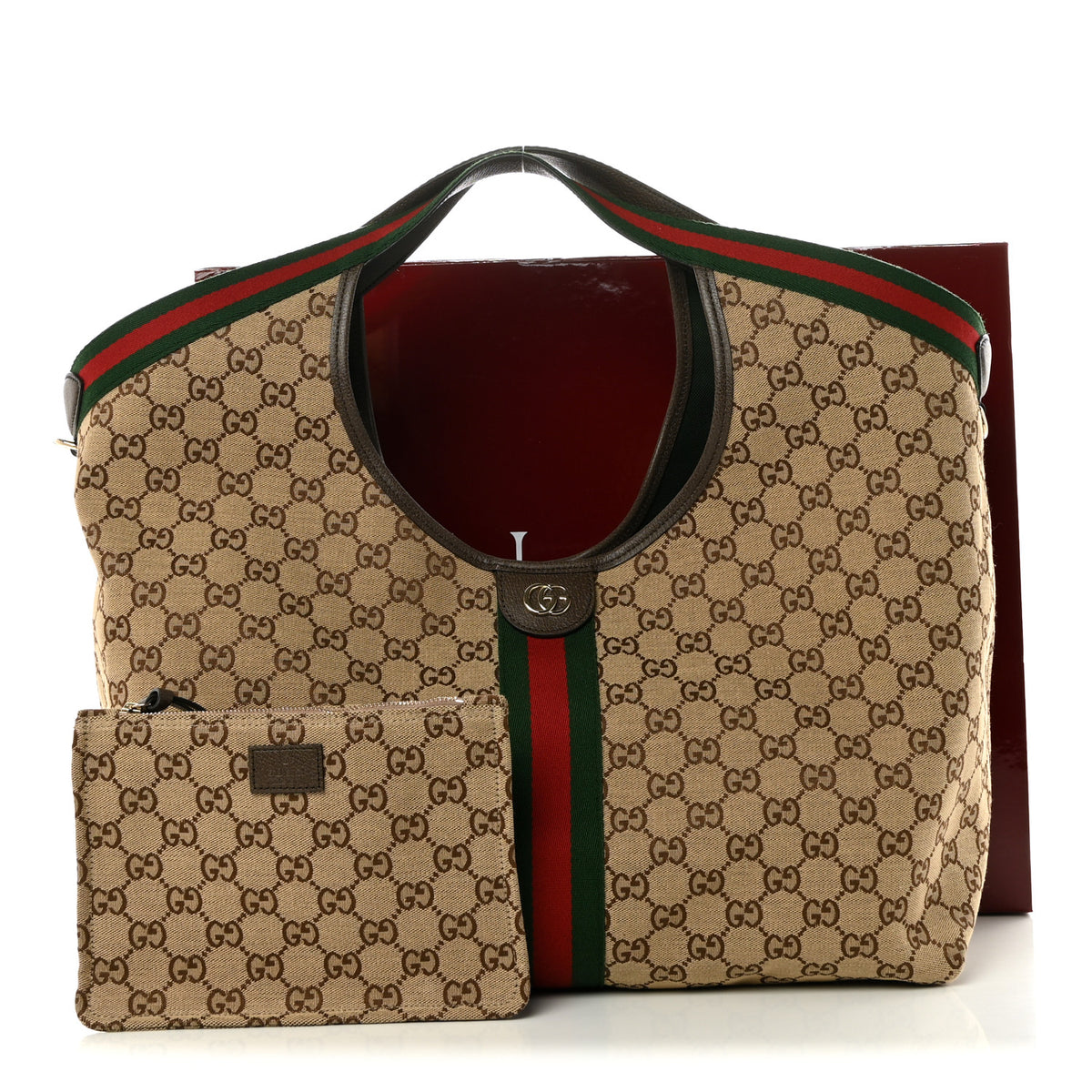 Gucci GG Monogram Web Large Giglio Tote Beige Brown 11 of 11