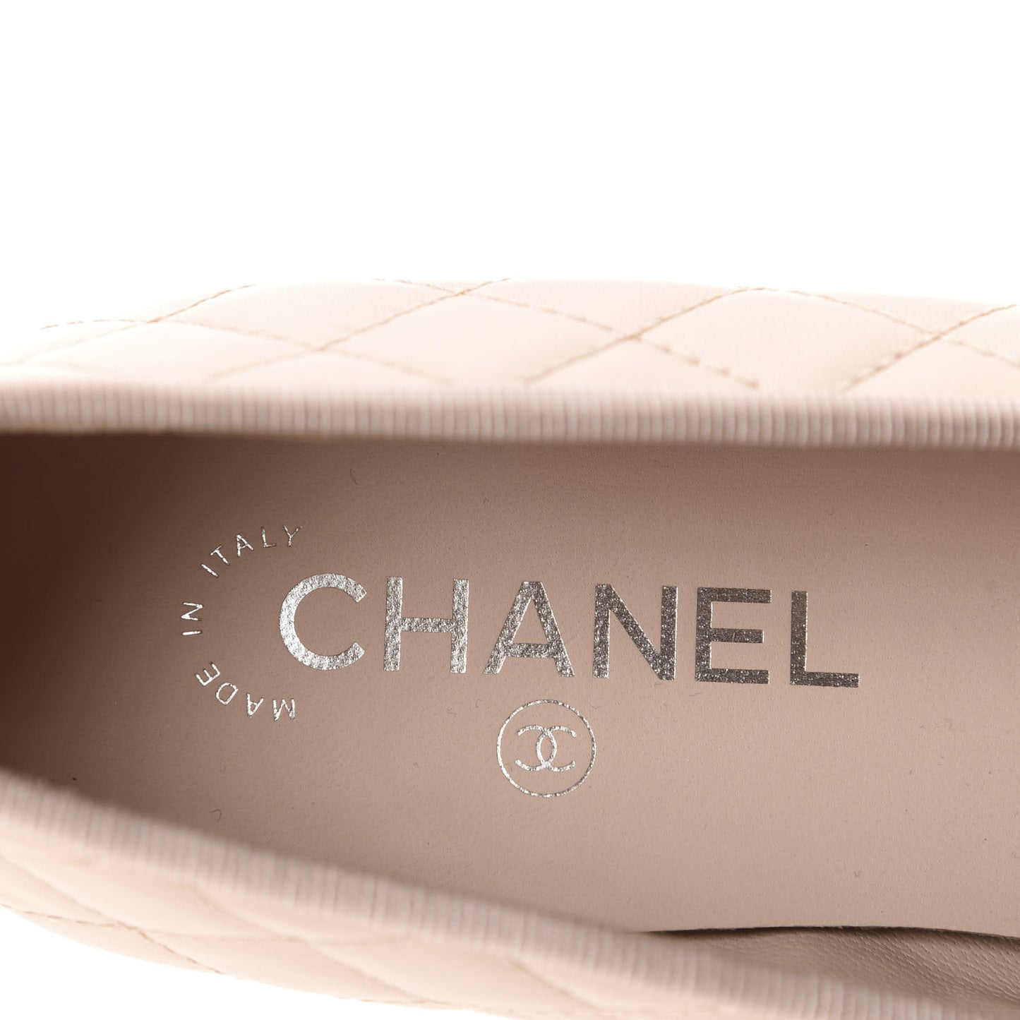 Lambskin Quilted Cap Toe Ballerina Flats 40 Beige