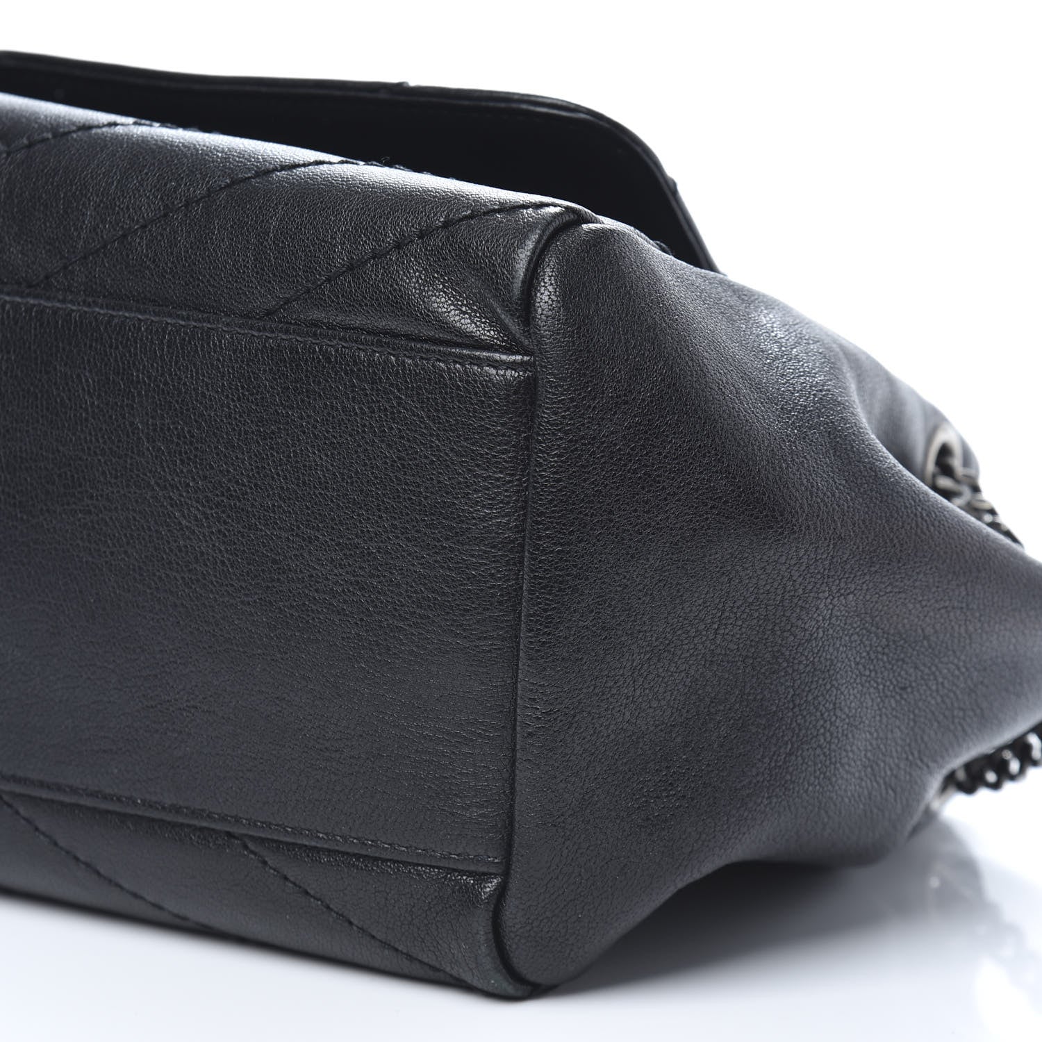 Saint Laurent Vintage Lambskin Chevron Monogram Small Nolita Dark Green 9 of 10