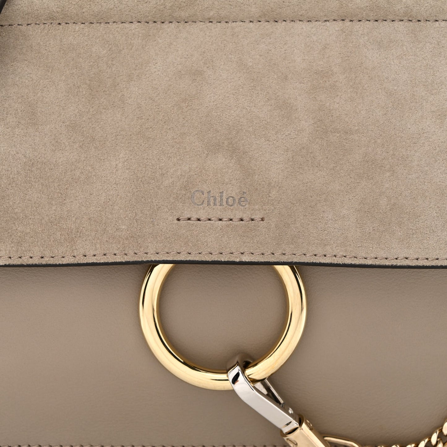 Calfskin Suede Mini Chain Faye Shoulder Bag Motty Grey