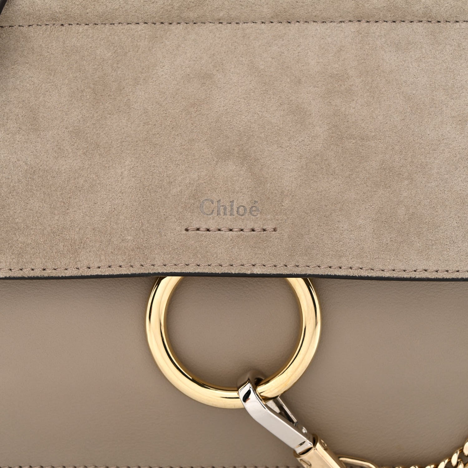 Chloe Calfskin Suede Mini Chain Faye Shoulder Bag Motty Grey 8 of 10
