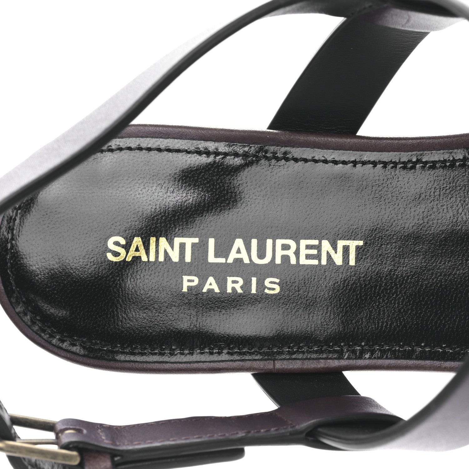 Saint Laurent Calfskin Cassandra Monogram Sandals 39.5 Brown 7 of 9