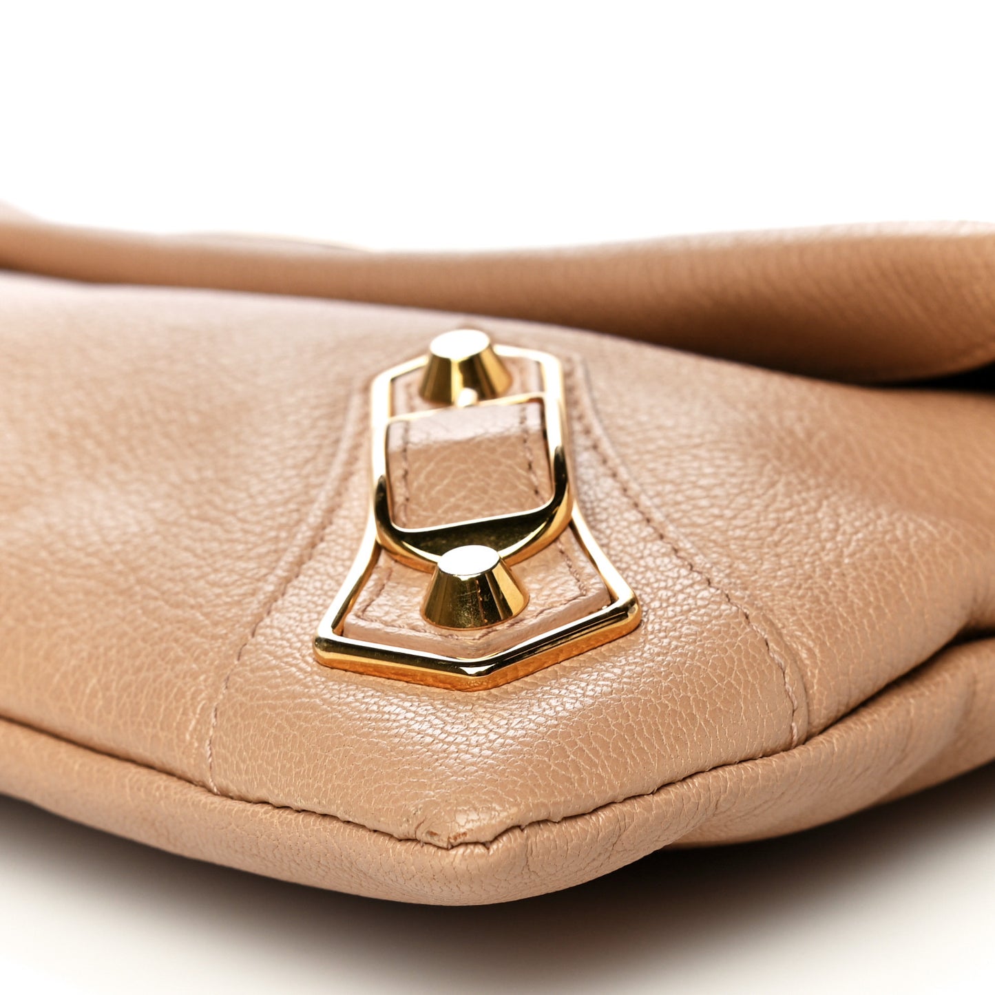 Chevre Gold Metallic Edge Hardware Envelope Clutch Tomette