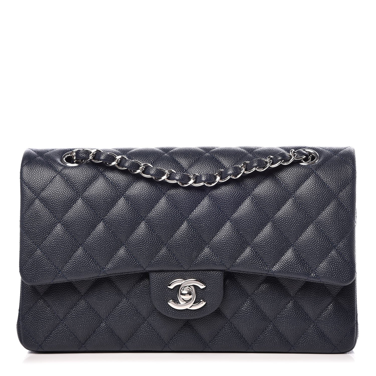 Chanel Caviar Quilted Medium Double Flap Dark Blue 1 of 9