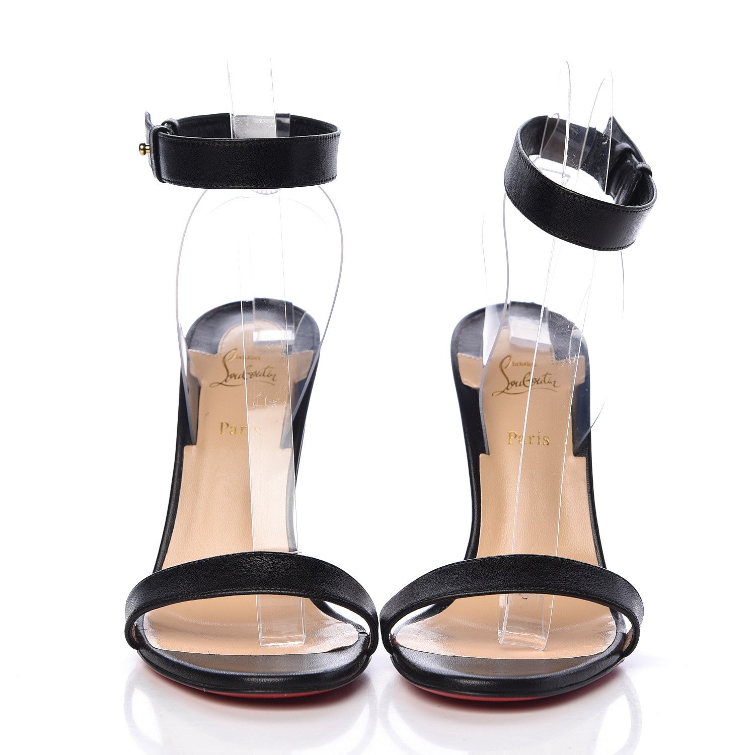 Christian Louboutin Calfskin PVC Jonatina 100 Sandals 36.5 Black 2 of 10
