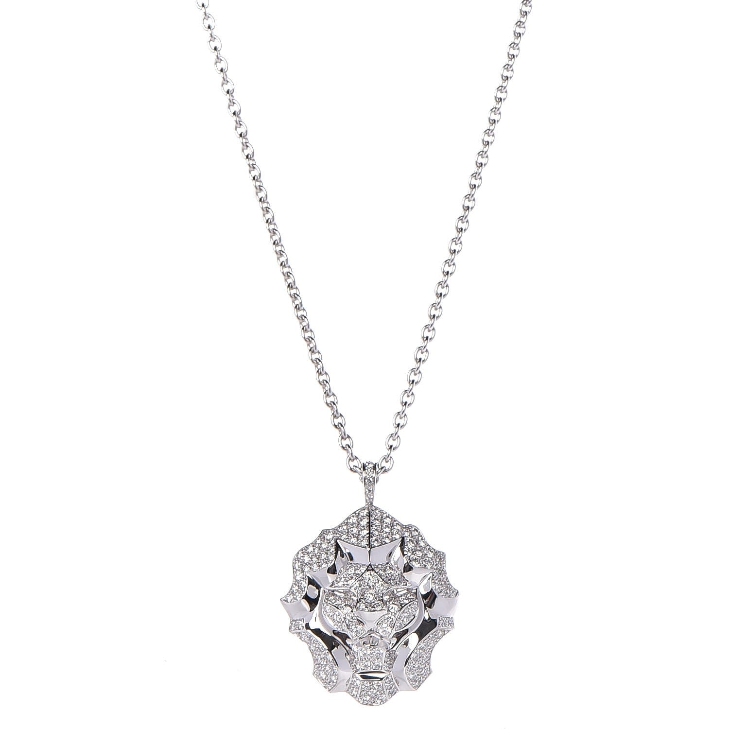Chanel 18K White Gold Diamond Sous Le Signe du Lion Pendant Necklace 1 of 17