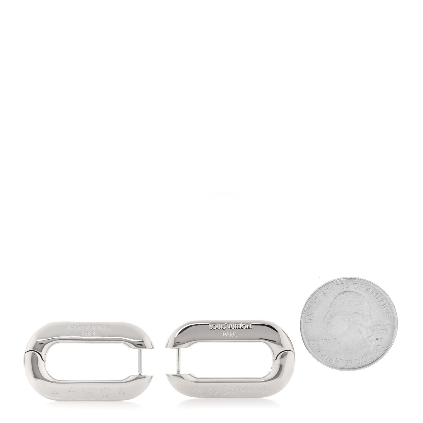 LV Edge Simple Hoop Earrings PM Silver