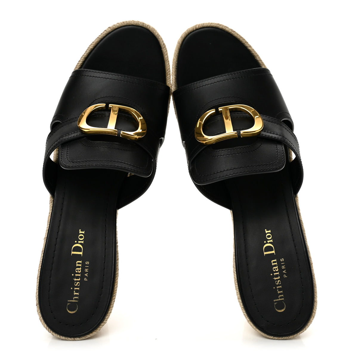 Christian Dior Calfskin 30 Montaigne Wedge Slide 41.5 Black 2 of 9