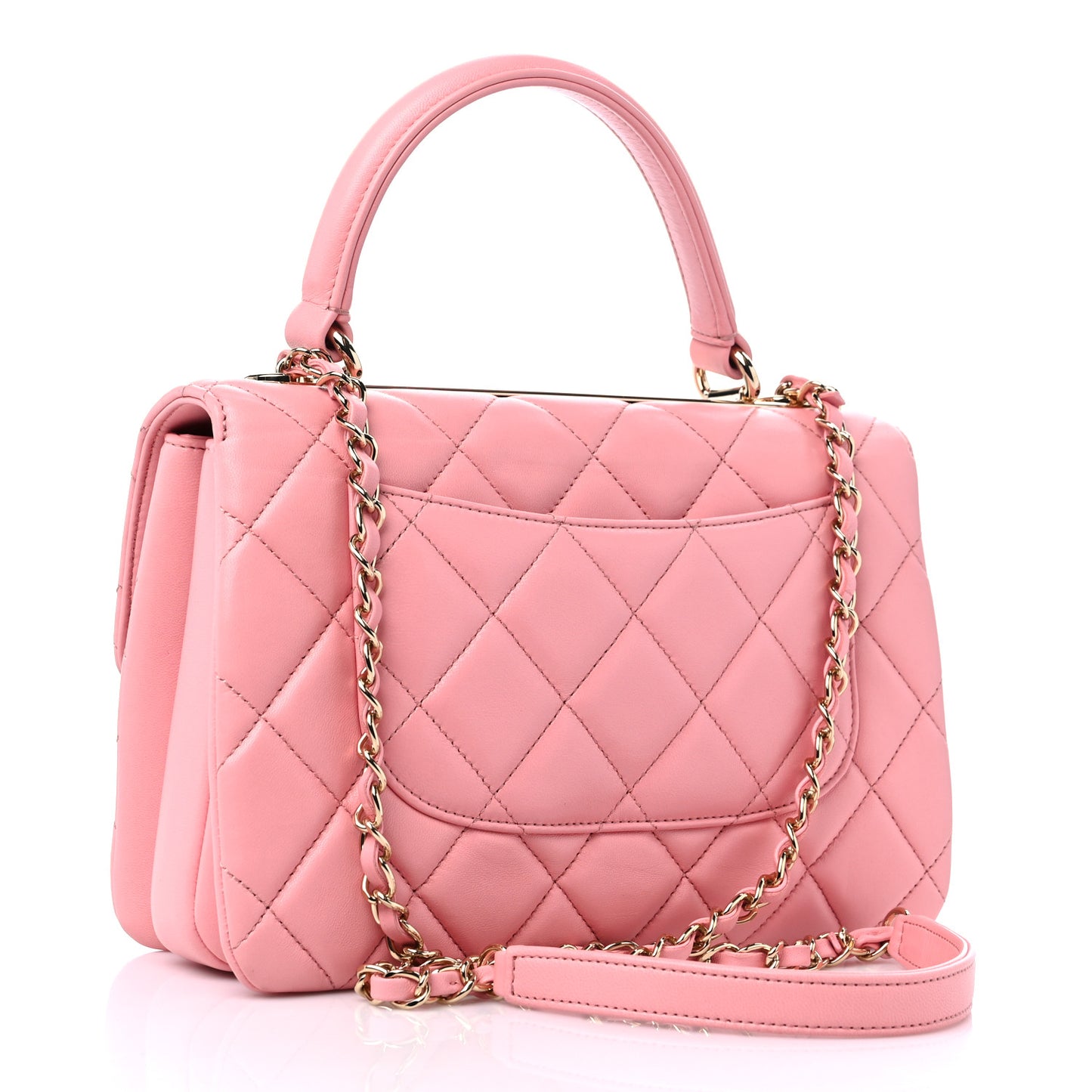 Lambskin Quilted Small Trendy CC Flap Dual Handle Bag Light Pink