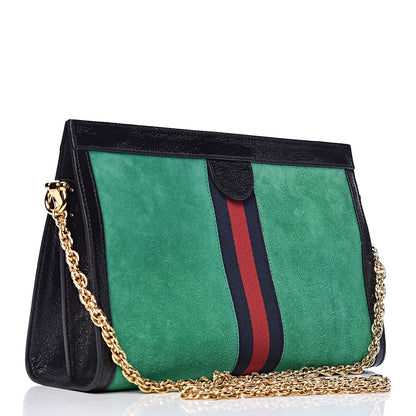 Gucci Suede Patent Web Medium Ophidia Chain Shoulder Bag New Shamarock Black 3 of 10
