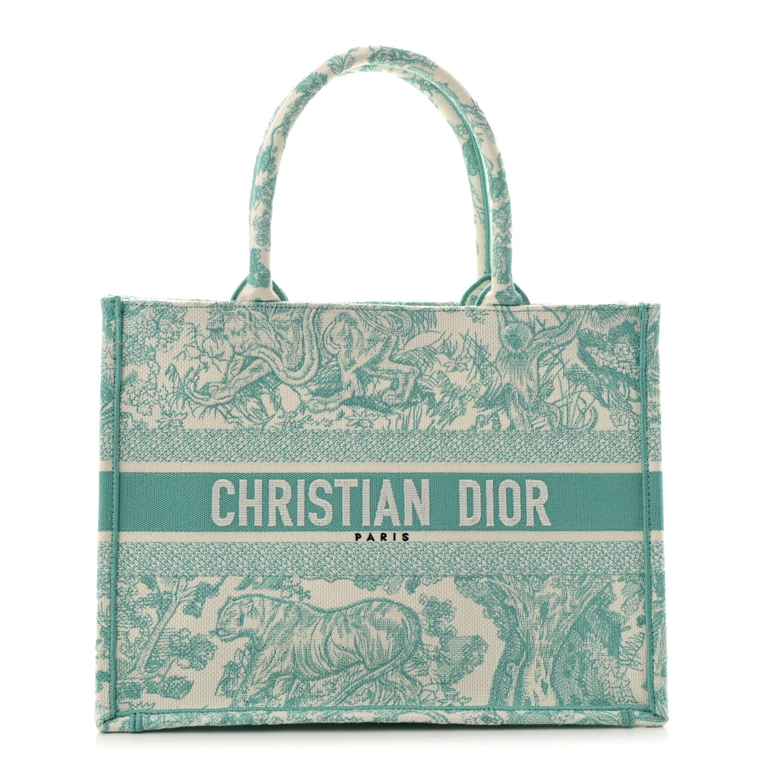 Christian Dior Canvas Embroidered Medium Dioriviera Toile De Jouy Book Tote Aquamarina 1 of 13