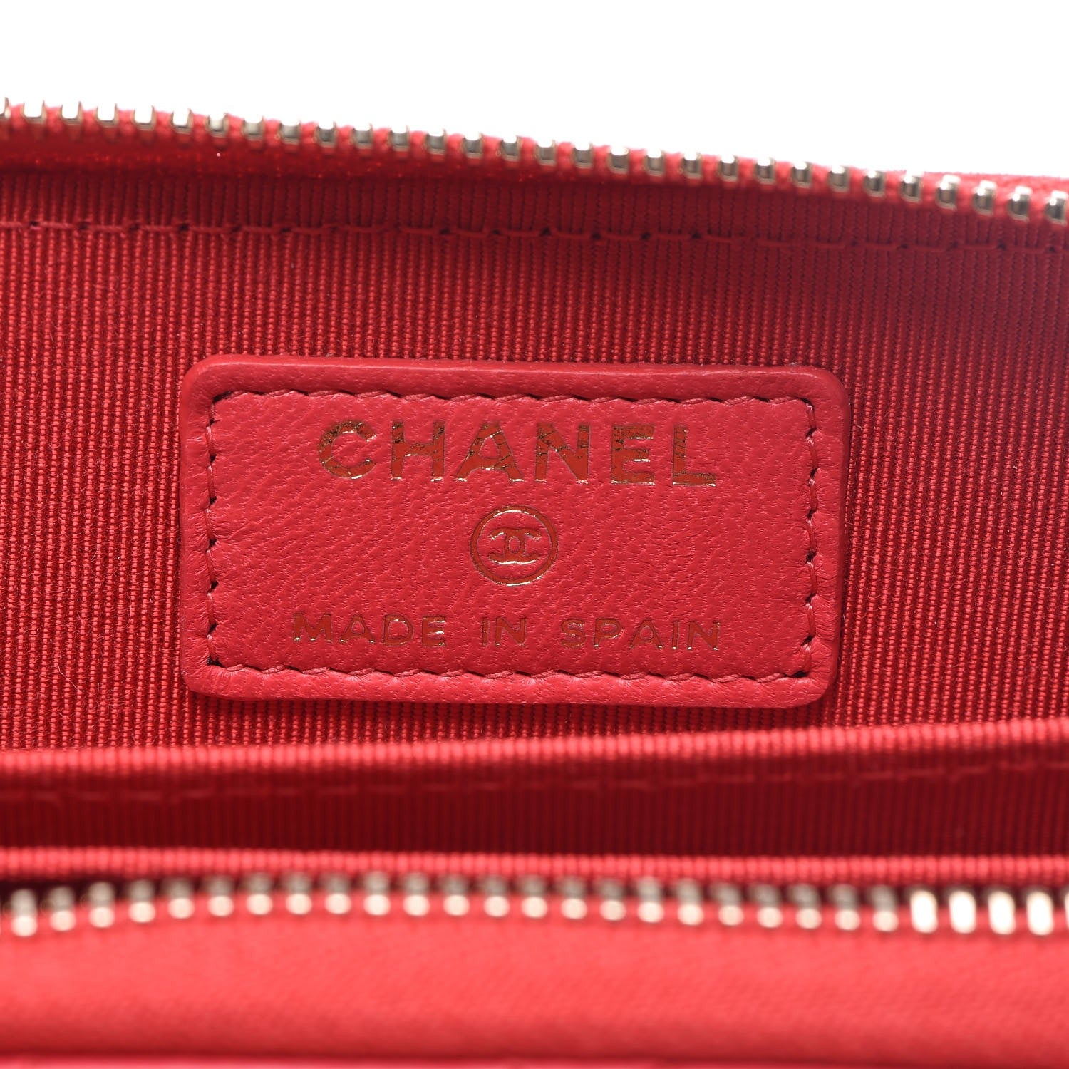 Chanel Lambskin Quilted Zip Around Coin Purse Wallet Light Red 6 of 16