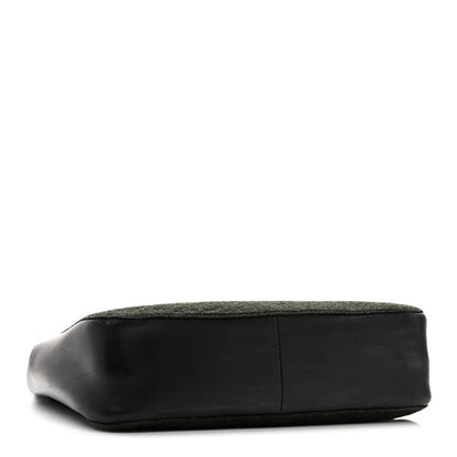 Gucci Wool Calfskin Bamboo Handle Bag Green Black 4 of 10