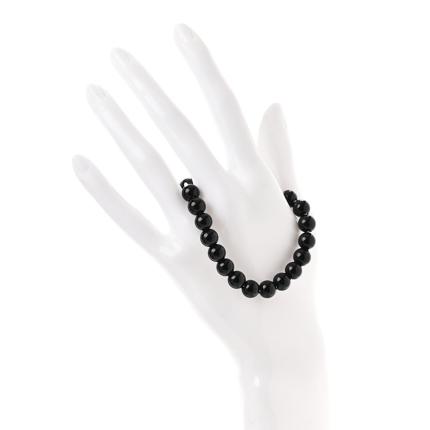 Sterling Silver Black Onyx 8mm Spiritual Beads Adjustable Bracelet