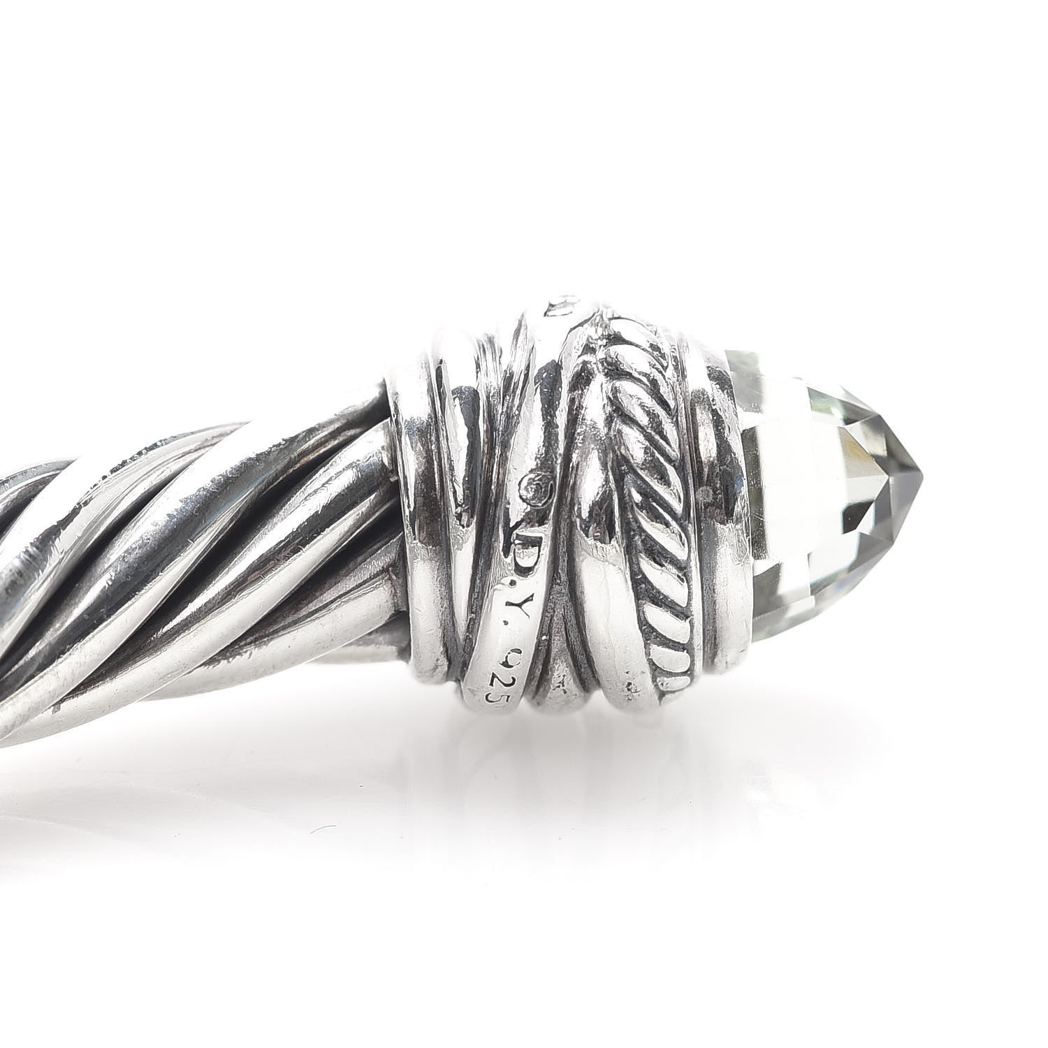 David Yurman Sterling Silver Diamond Prasiolite 8.5mm Crossover Hinge Bracelet 4 of 4