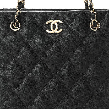 Chanel Caviar Quilted Small Shopping Tote Black 9 of 11