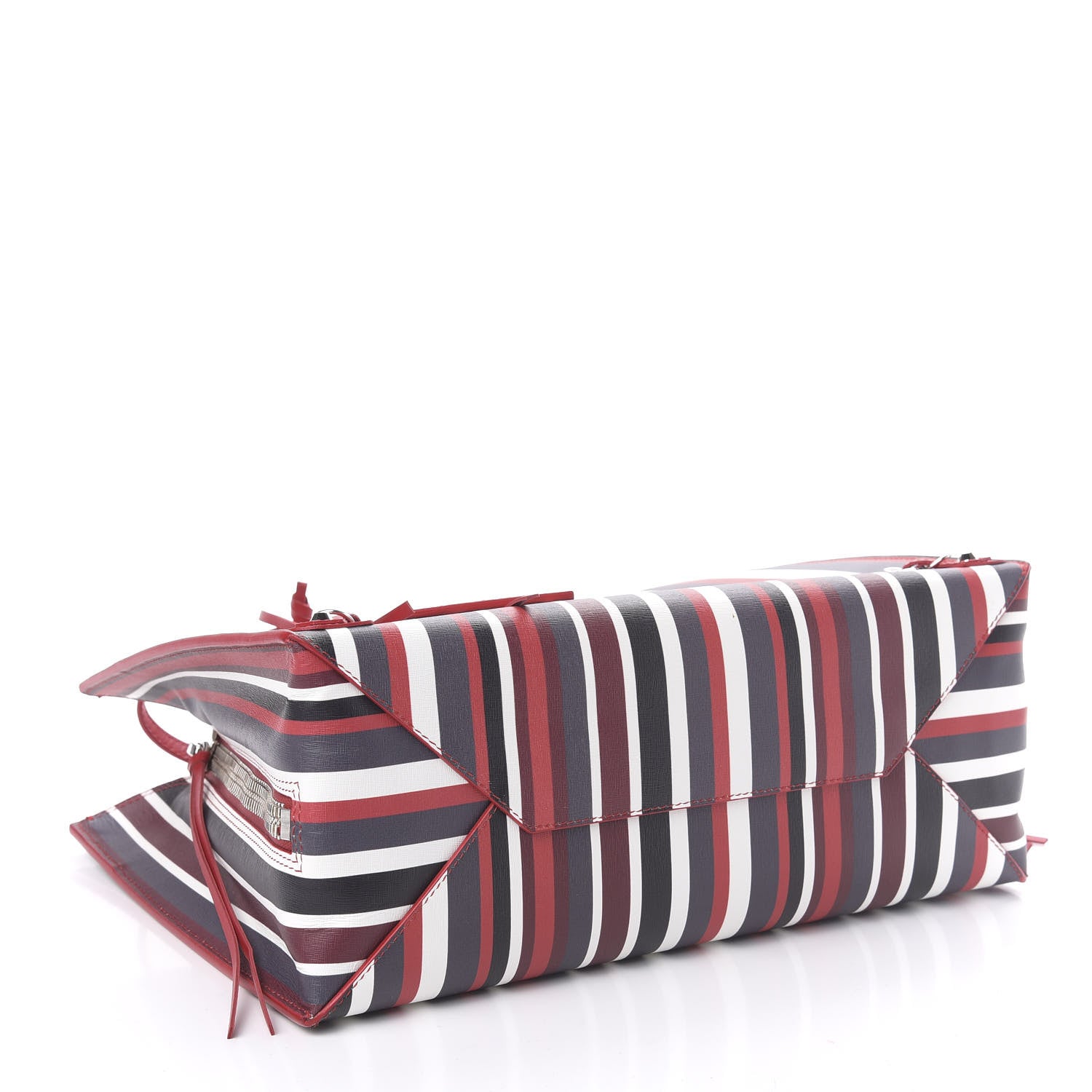 Balenciaga Veau Striped Papier B4 Zip Around Tote Variante Rouge 4 of 10