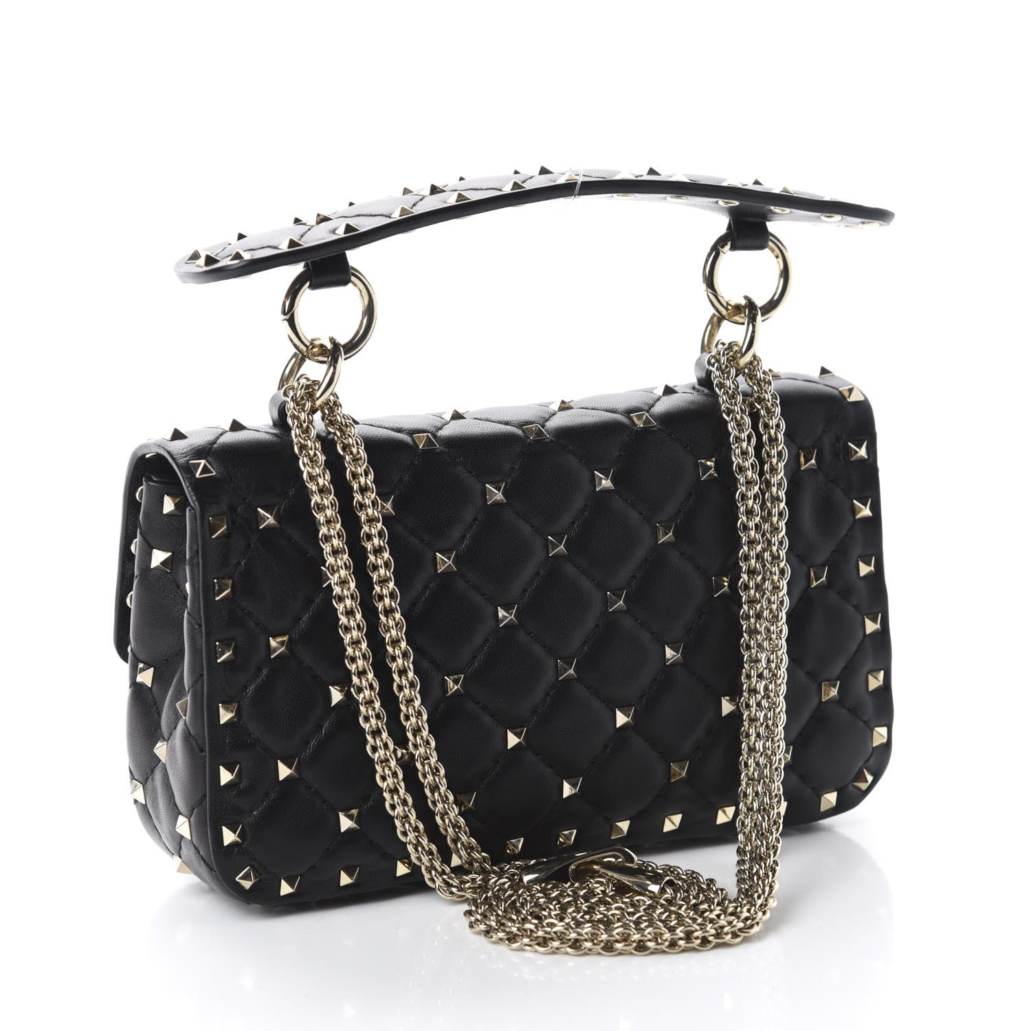 Valentino Garavani Lambskin Small Rockstud Spike Shoulder Bag Black 3 of 11