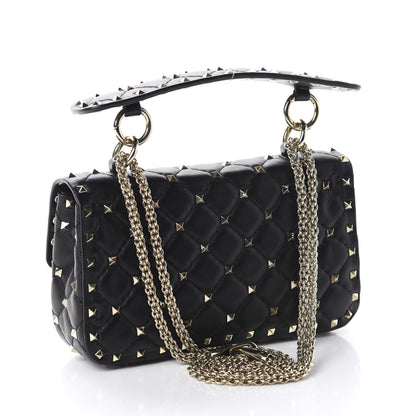 Valentino Garavani Lambskin Small Rockstud Spike Shoulder Bag Black 3 of 11
