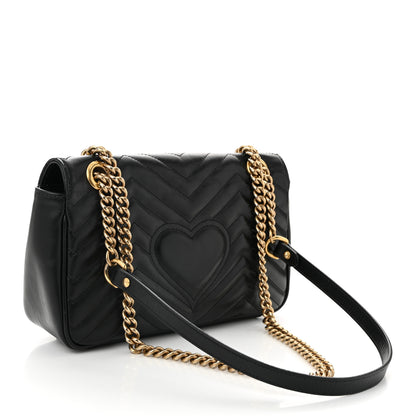 Gucci Calfskin Matelasse Small GG Marmont Shoulder Bag Black 3 of 10