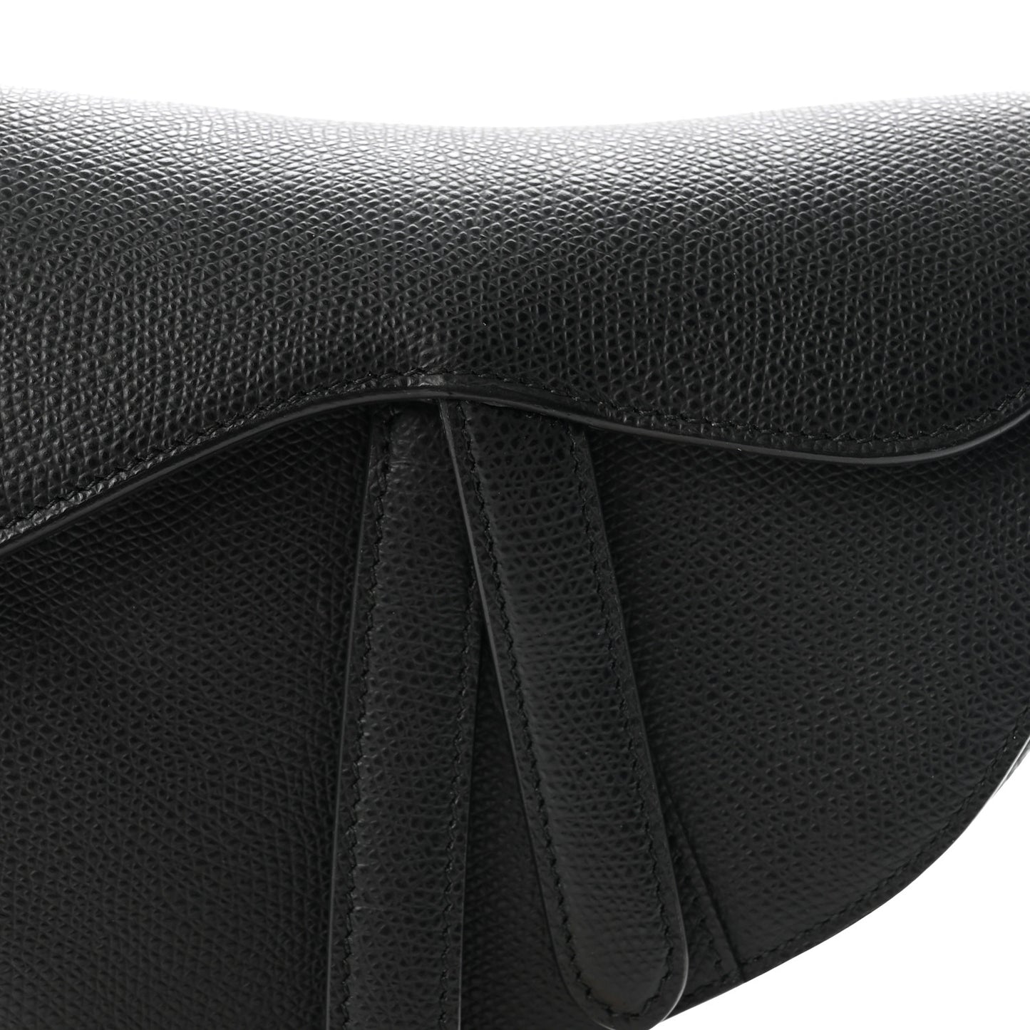 Grained Calfskin Mini Saddle Bag Black