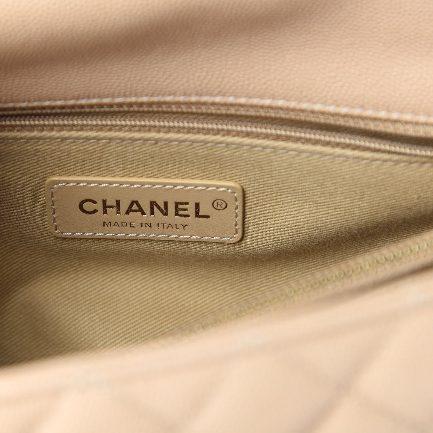 Caviar Lizard Embossed Quilted Small Coco Handle Flap Beige