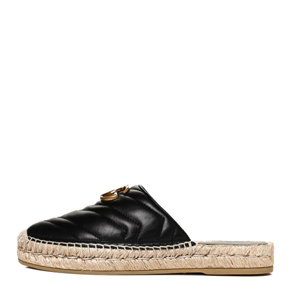 Gucci Nappa Matelasse GG Marmont Espadrille Slippers 36.5 Black 1 of 12