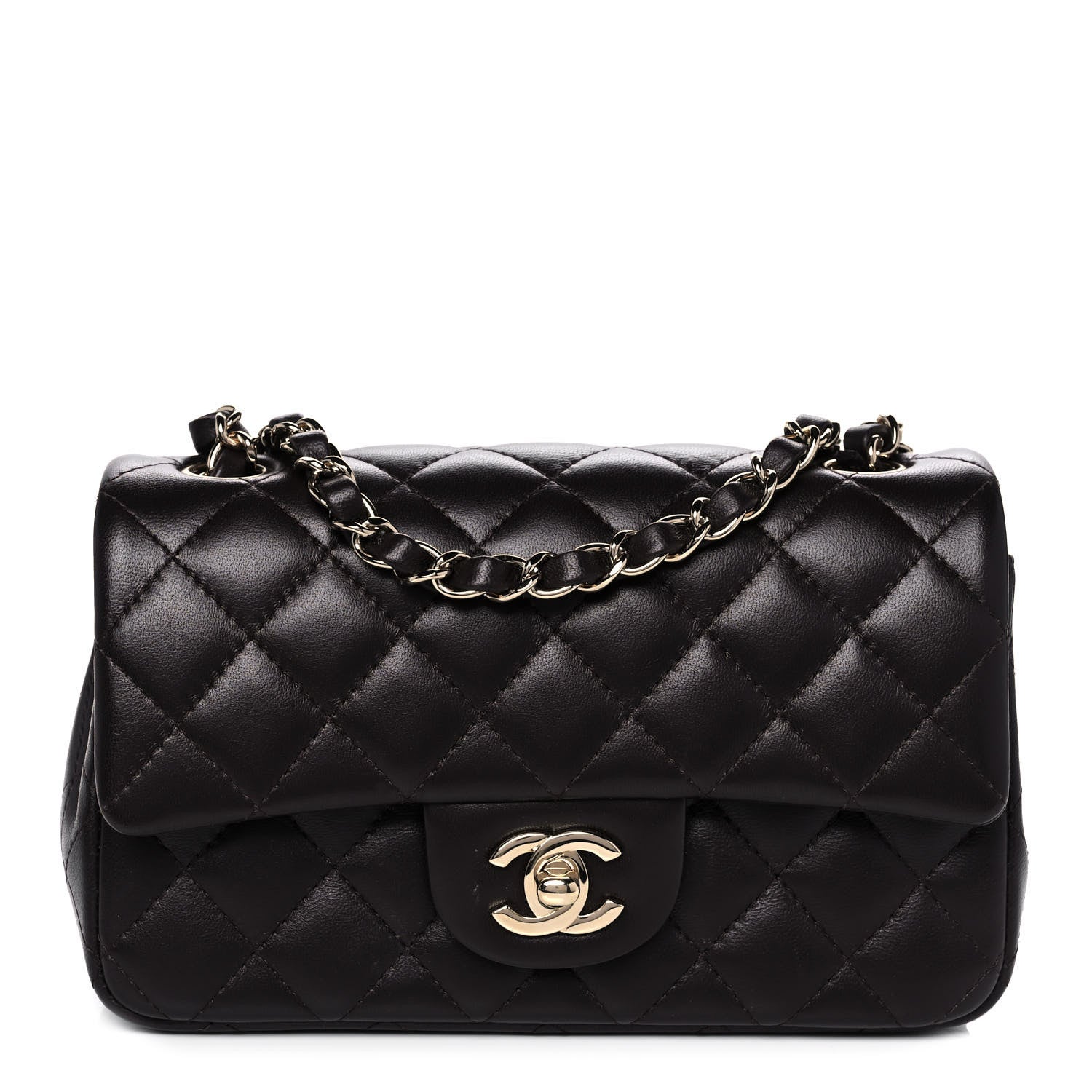 Chanel Lambskin Quilted Mini Rectangular Flap Dark Brown 1 of 13