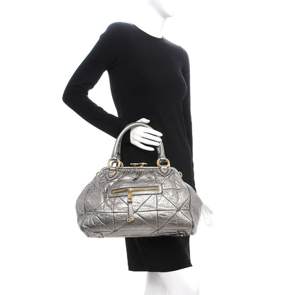 Marc Jacobs Metallic Calfskin Patchwork Stam Silver 3 of 16