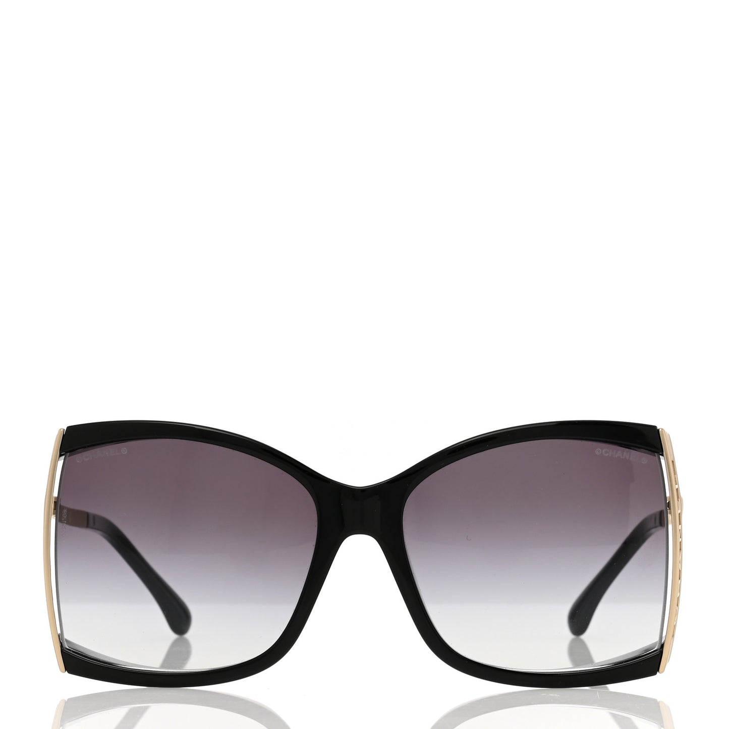 Acetate Metal Logo Square Sunglasses 71545A Black Gold