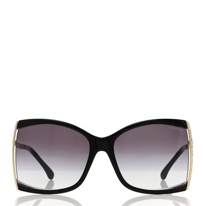 Chanel Acetate Metal Logo Square Sunglasses 71545A Black Gold 2 of 7